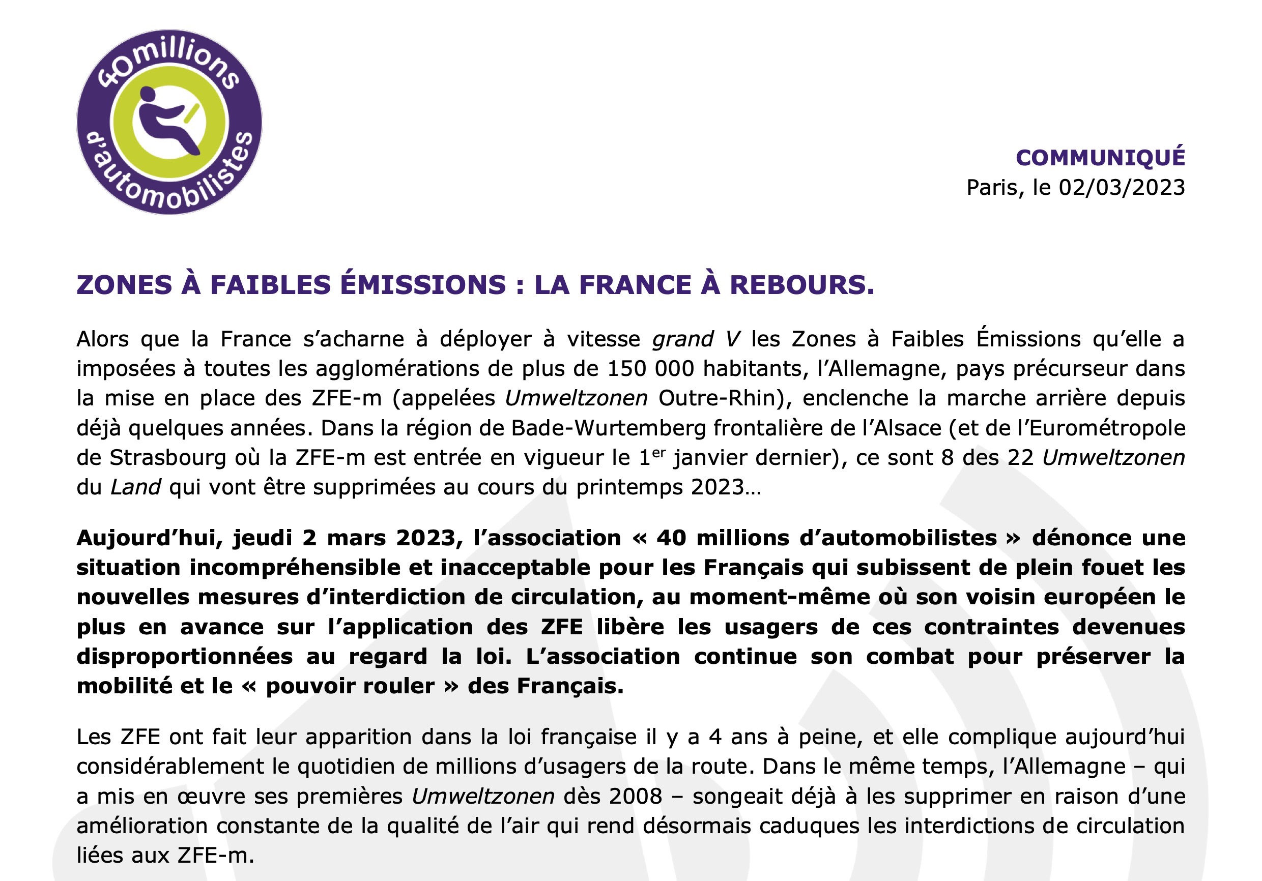 Zones à faible émission : la France à rebours