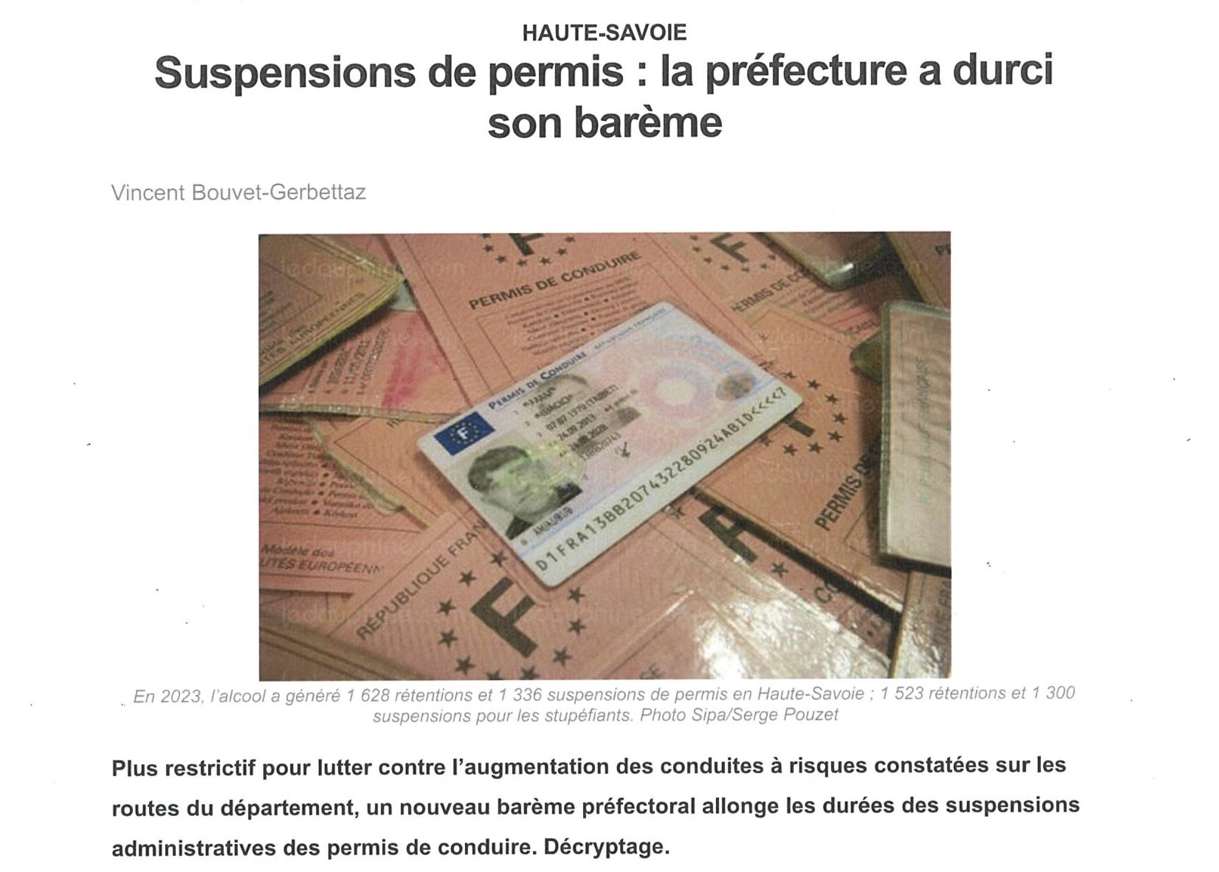 Suspensions de permis : la préfecture a durci son barème