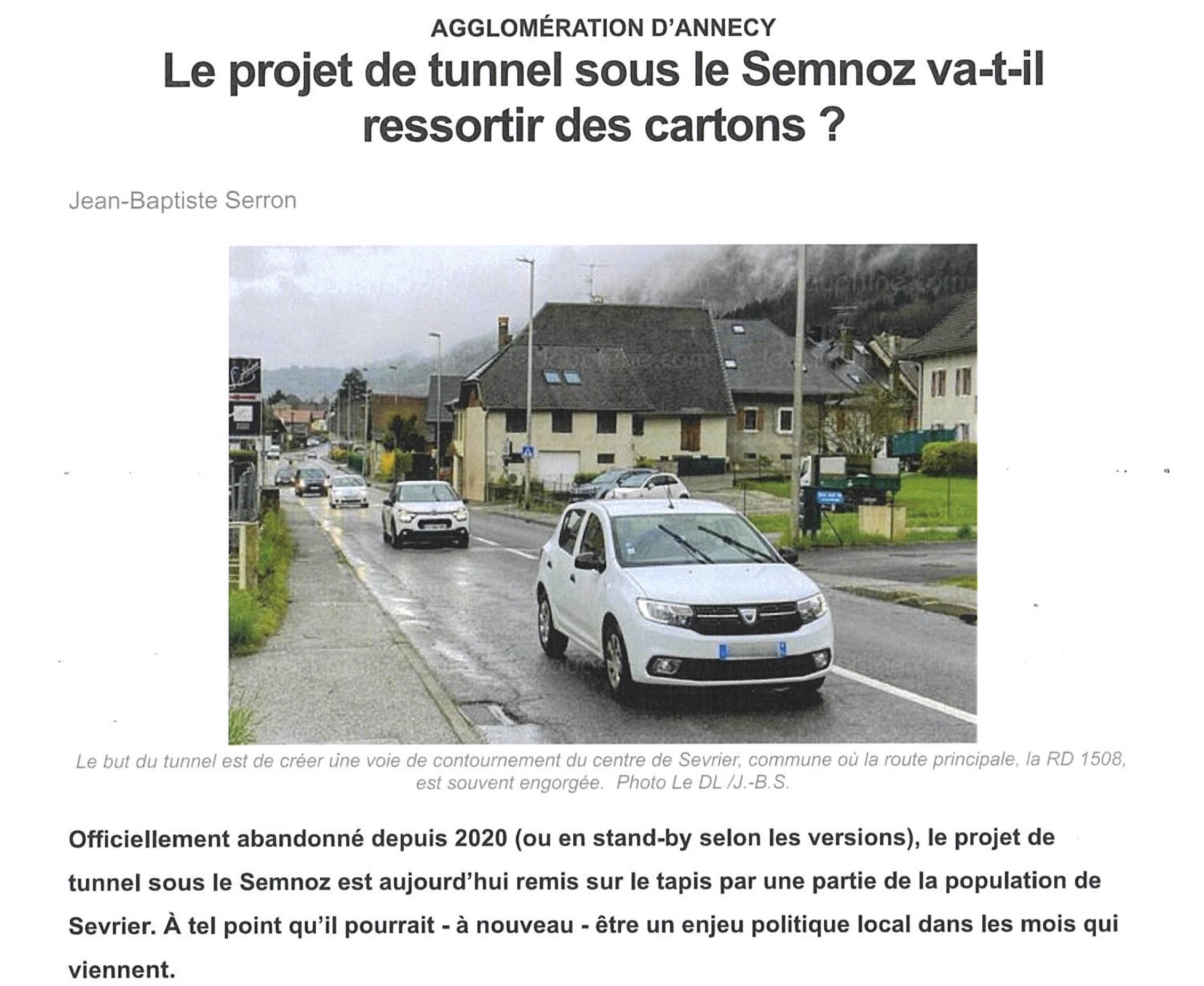 Le projet de tunnel sous le Semnoz va-t-il ressortir des cartons ?